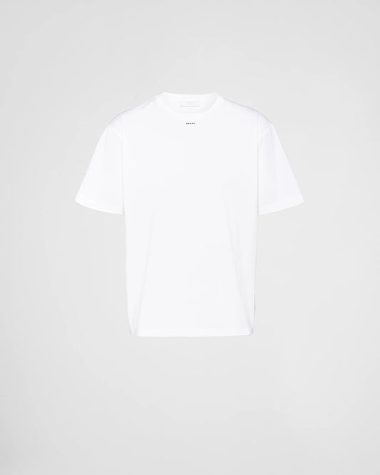 Stretch cotton T-shirt with logo