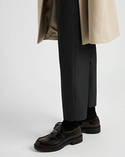 Chocolate brushed leather loafers
