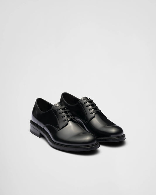 Brushed leather lace-up shoes