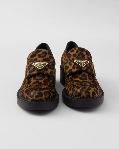 Chocolate printed leather loafers