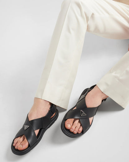 Crisscross leather sandals