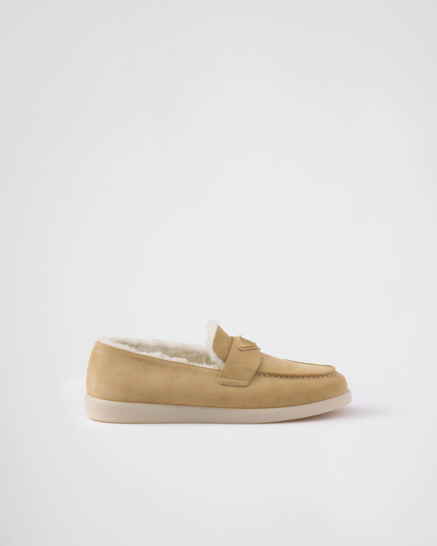 Suede and shearling loafers
