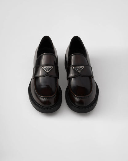 Chocolate brushed leather loafers