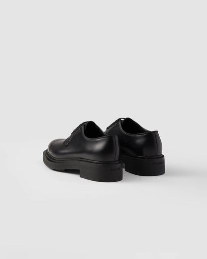 Brushed leather derby shoes