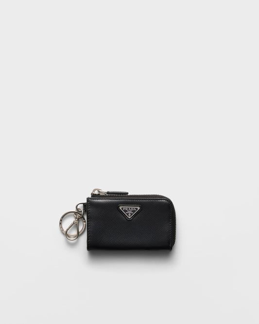Saffiano Leather Mini Pouch with keychain