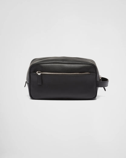 Saffiano leather travel pouch