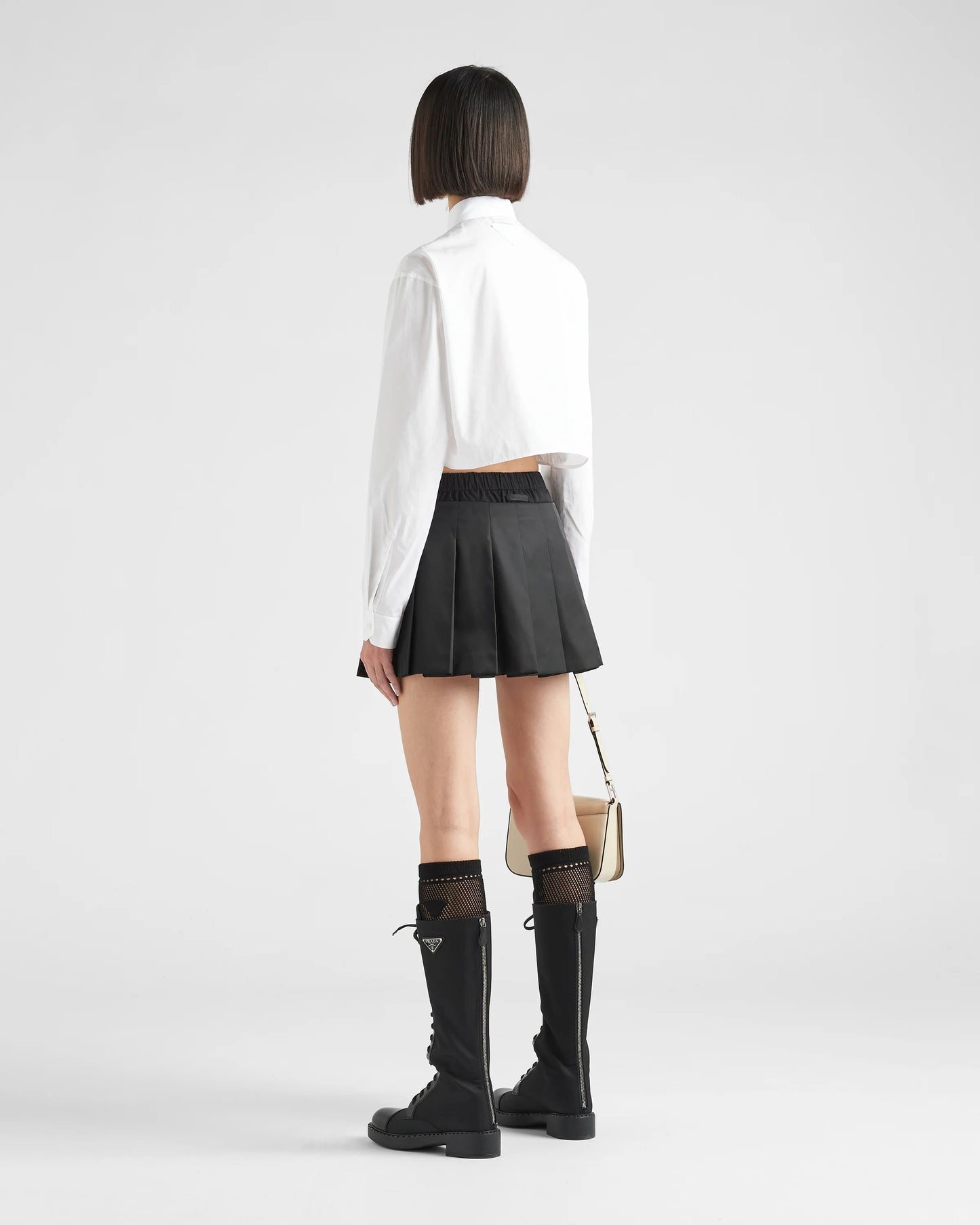 Pleated Re-Nylon miniskirt