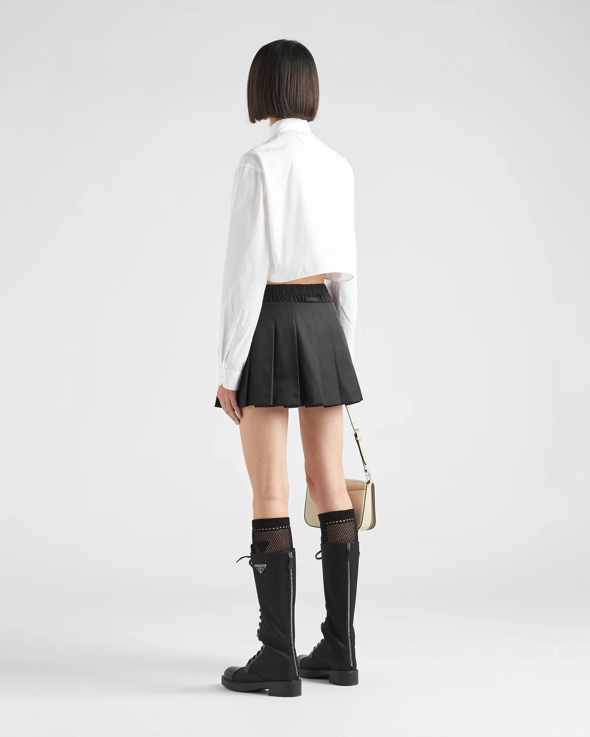 Pleated Re-Nylon miniskirt