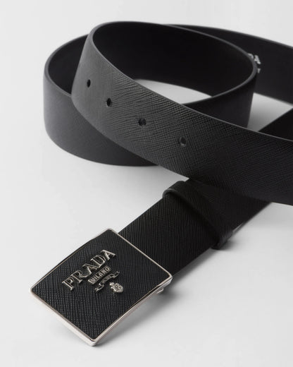 Saffiano leather belt