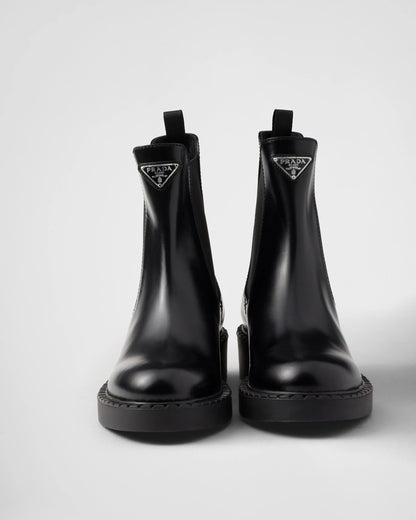 Chocolate brushed leather Chelsea booties