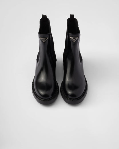 Chocolate brushed leather Chelsea boots