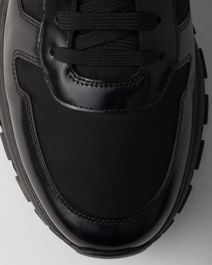 Prax 01 Re-Nylon and brushed leather sneakers