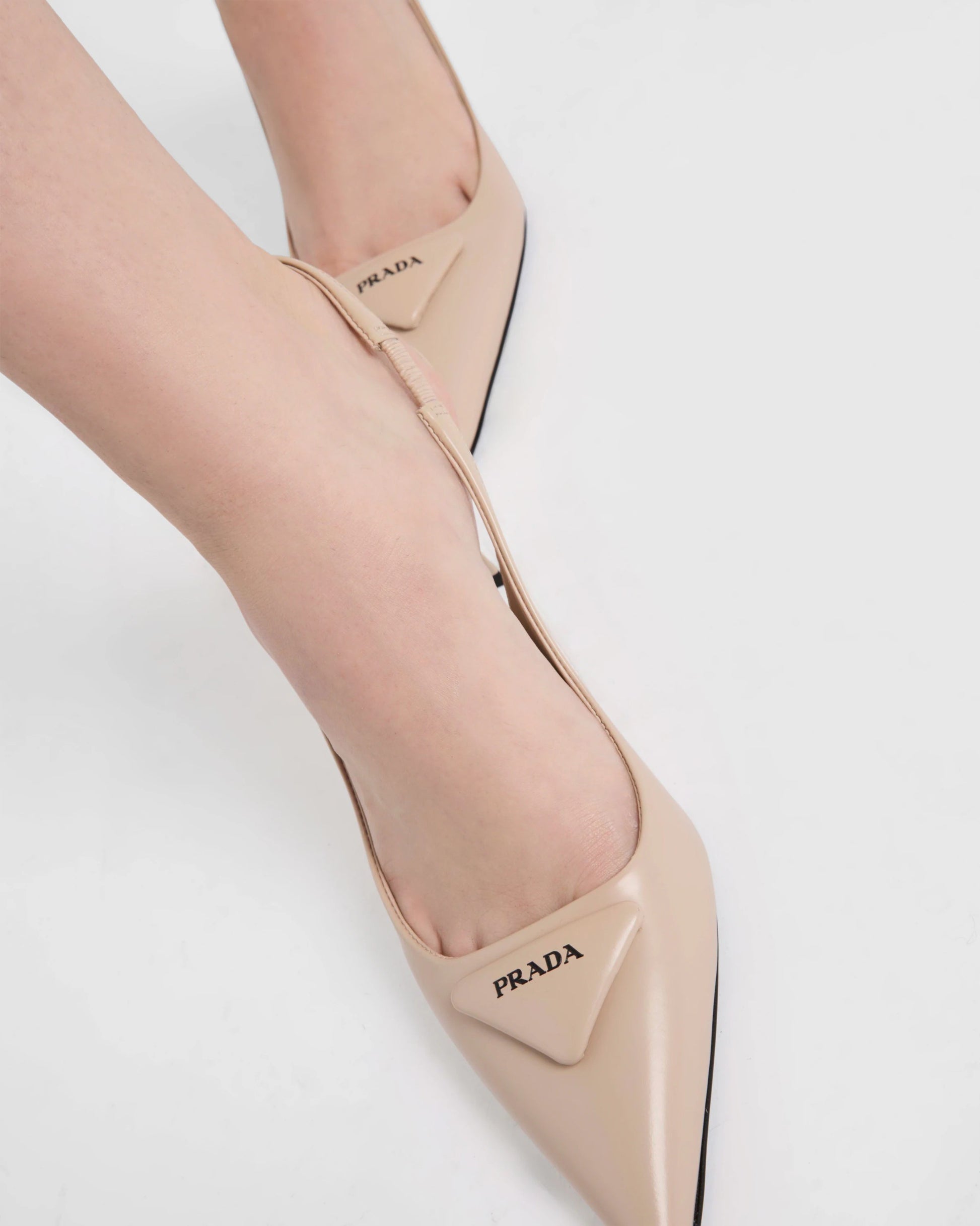 Brushed leather slingback pumps