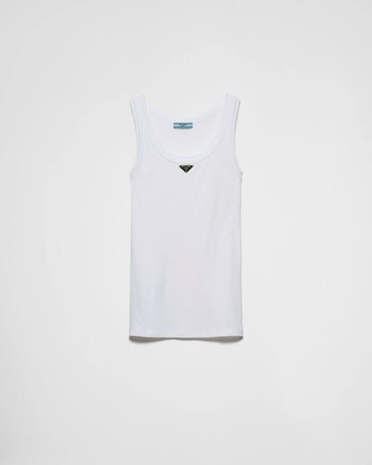 Ribbed knit jersey tank top