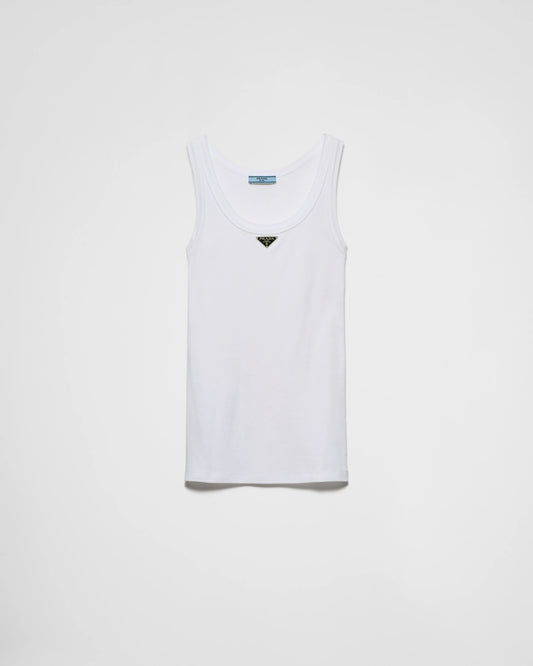 Ribbed knit jersey tank top