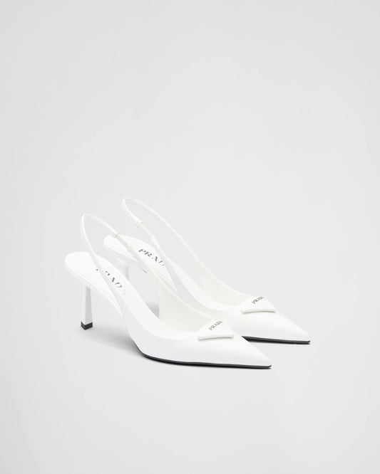 Brushed leather slingback pumps