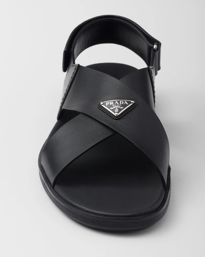 Crisscross leather sandals