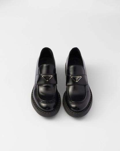 Chocolate brushed leather loafers