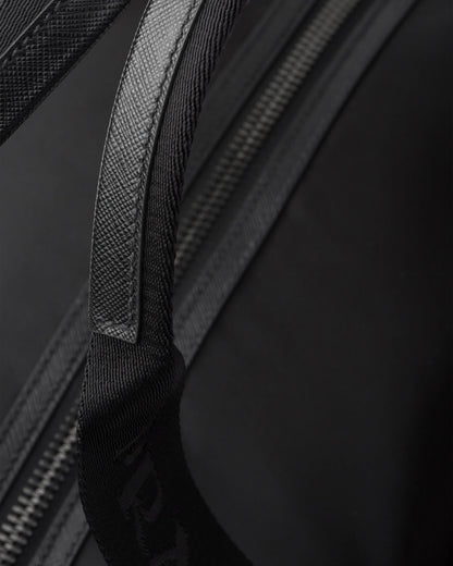 Re-Nylon and Saffiano leather duffle bag