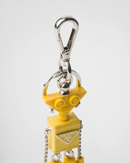 Robot Saffiano leather keychain charm