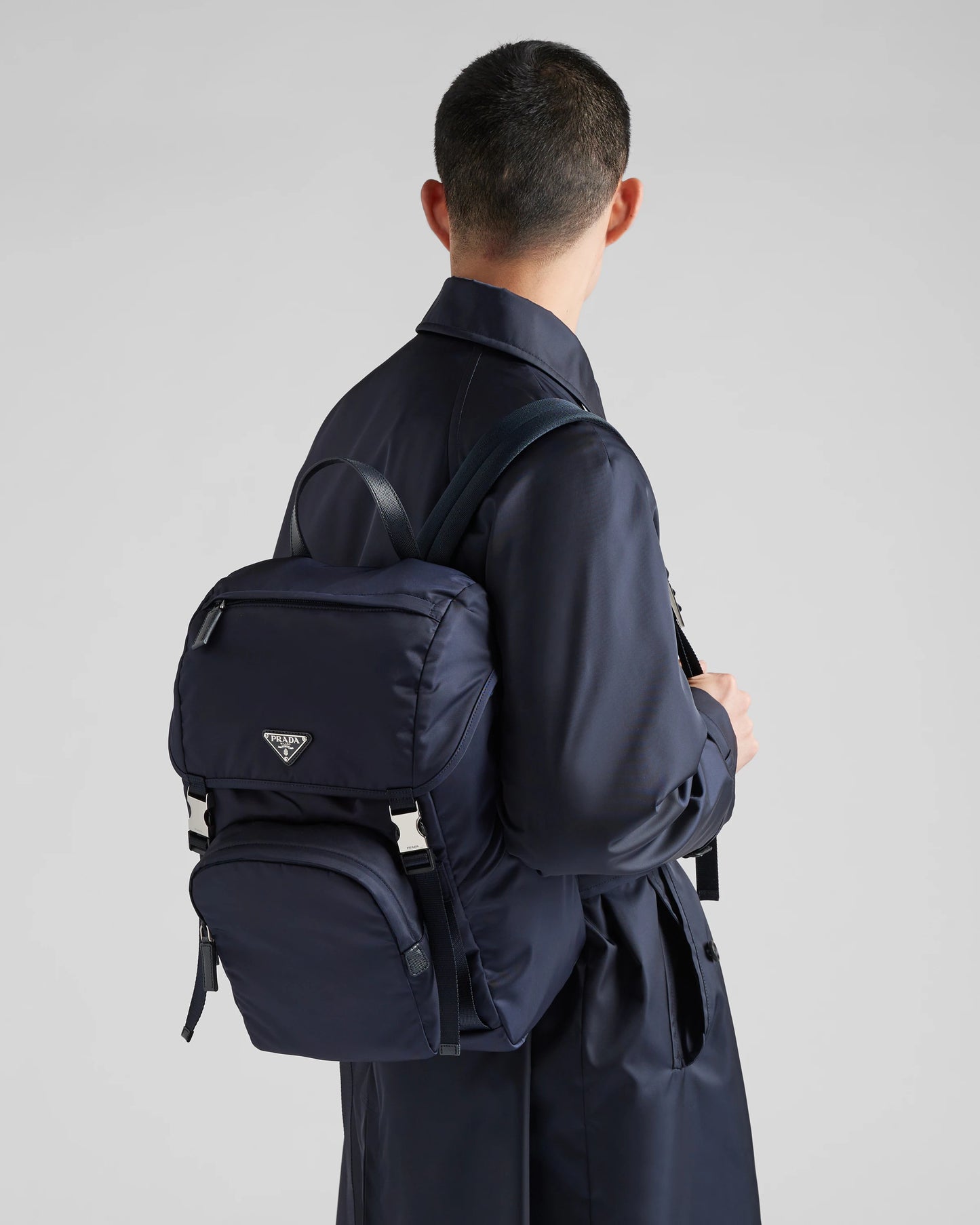 Re-Nylon and Saffiano leather backpack