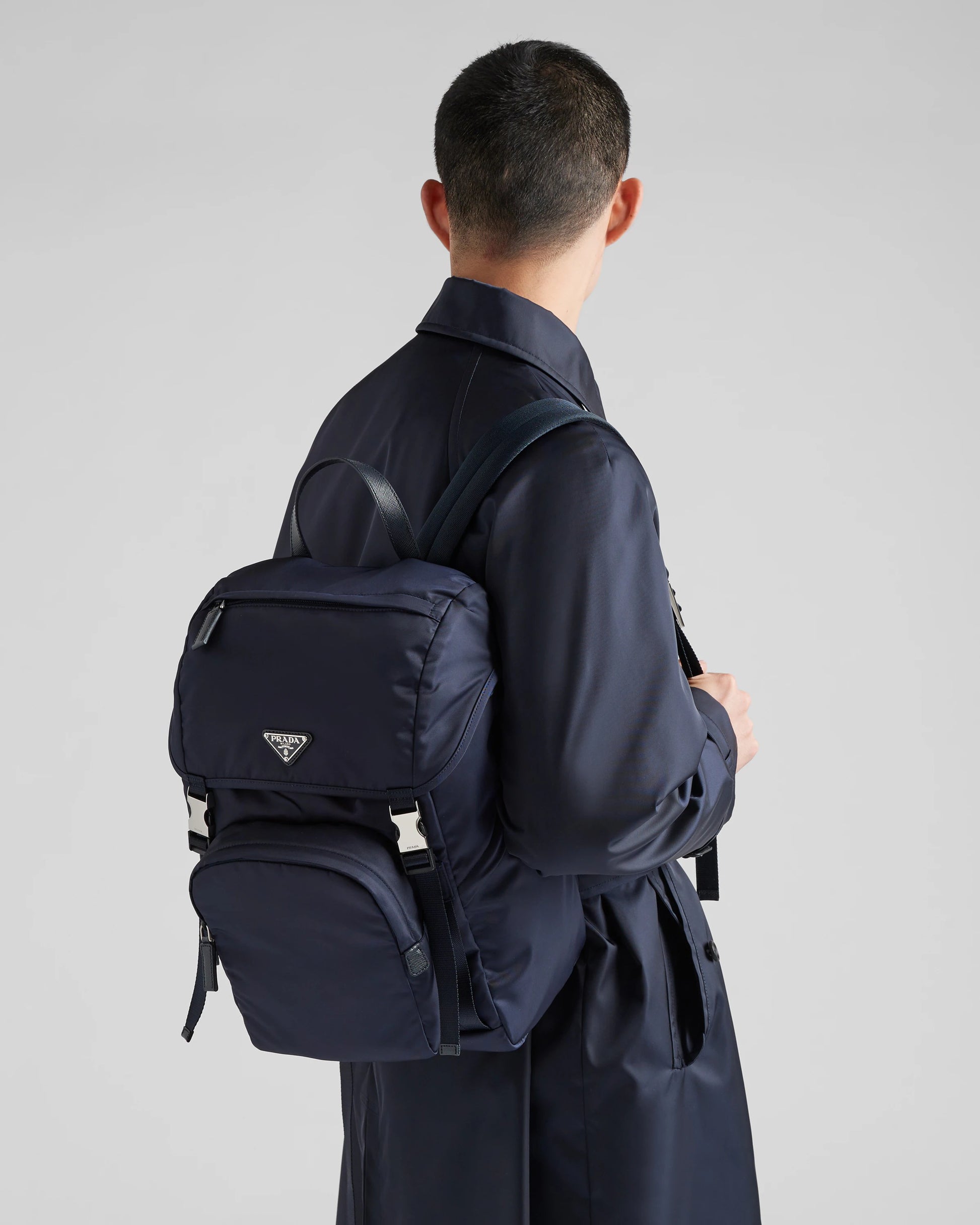 Re-Nylon and Saffiano leather backpack