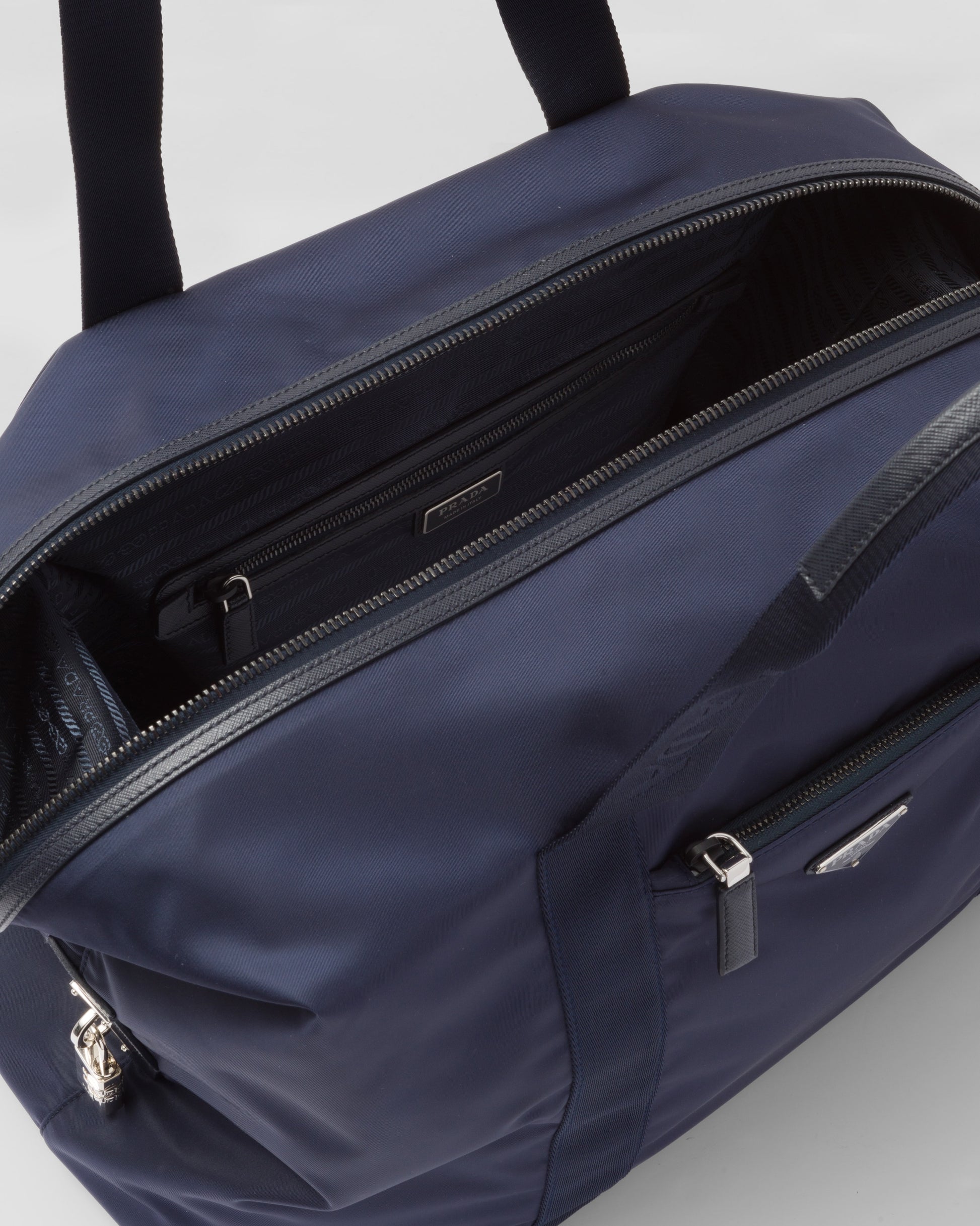 Re-Nylon and Saffiano leather duffle bag