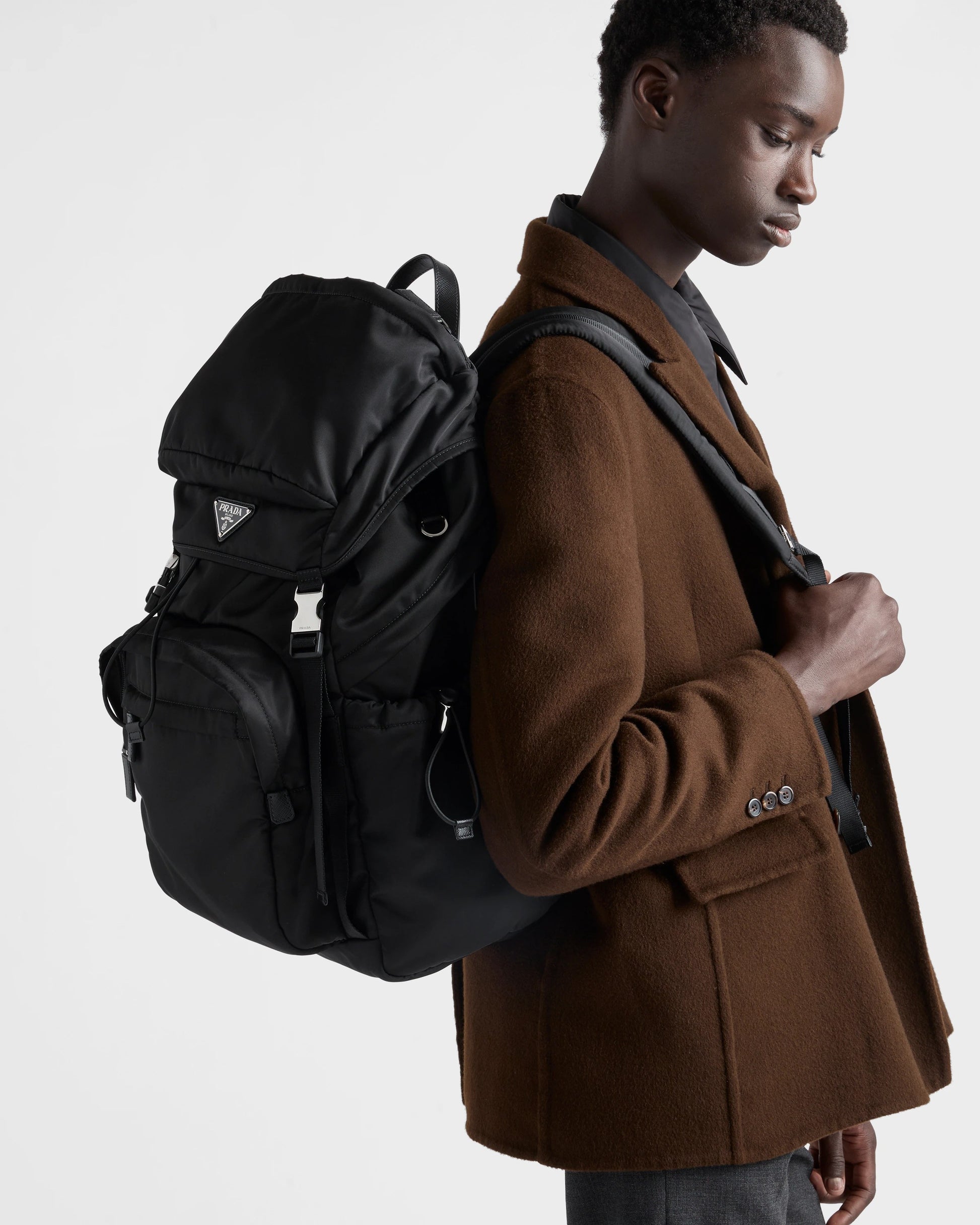 Re-Nylon and Saffiano leather backpack