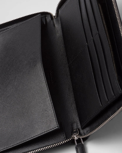 Saffiano leather zip around wallet