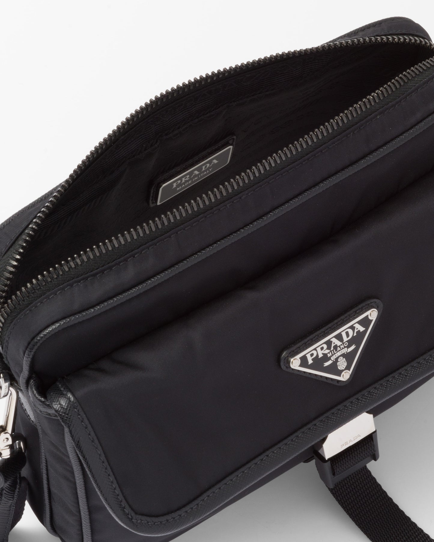 Re-Nylon and Saffiano leather shoulder bag