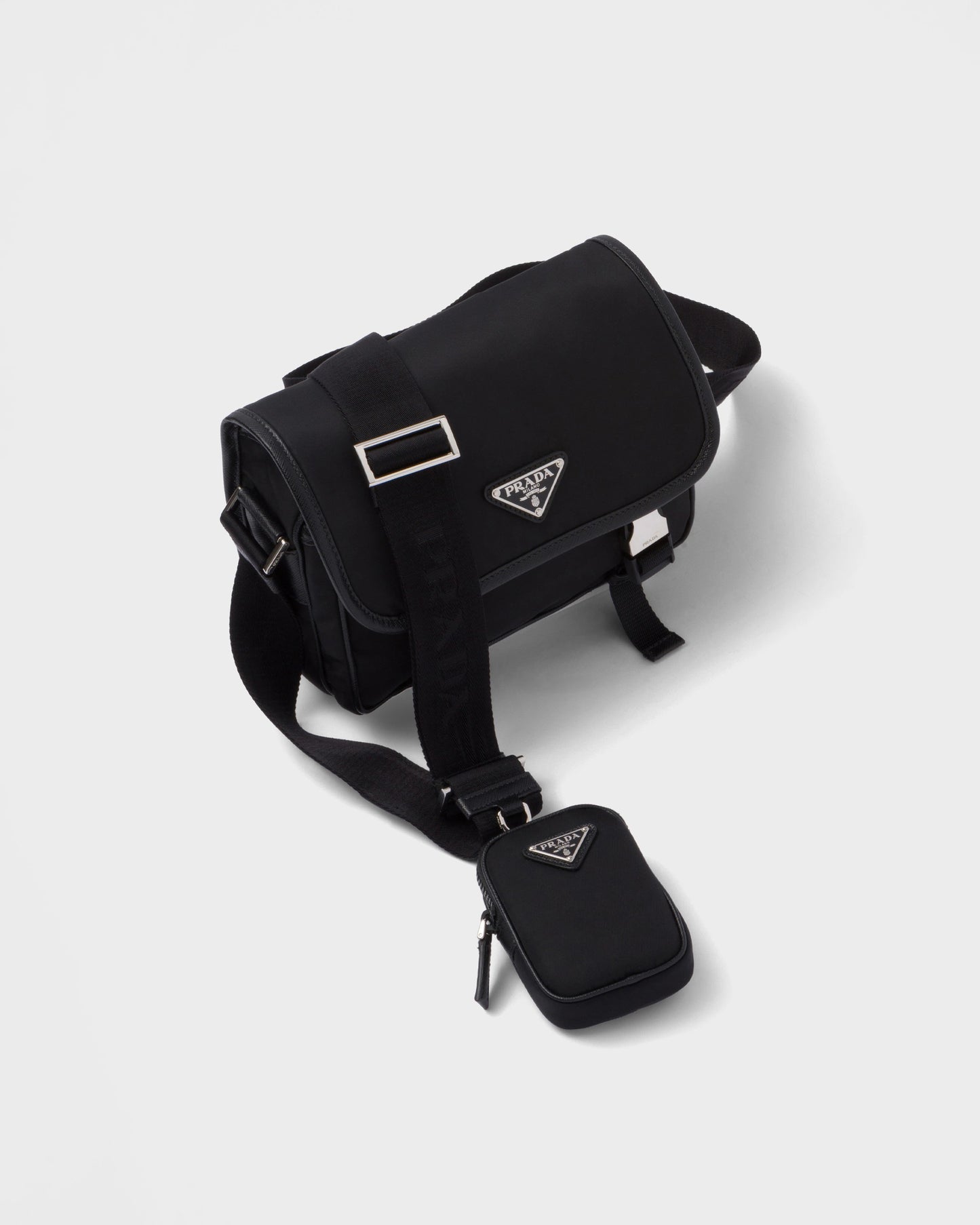 Re-Nylon and Saffiano leather shoulder bag