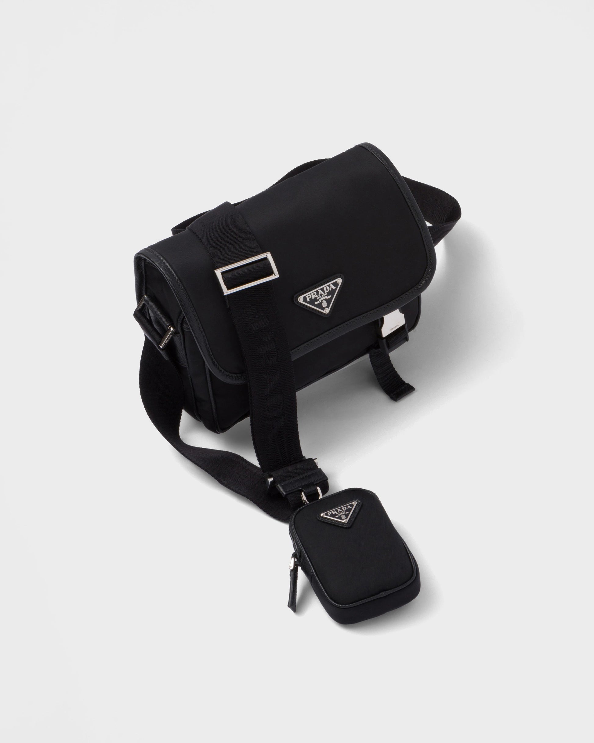 Re-Nylon and Saffiano leather shoulder bag