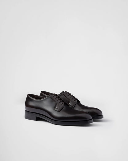 Brushed leather lace-up shoes
