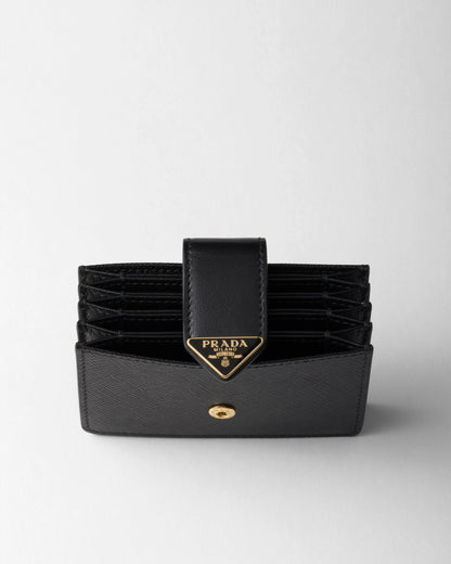 Saffiano and smooth leather card holder
