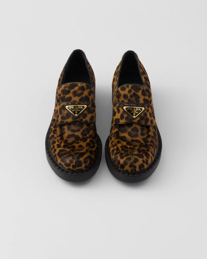 Chocolate printed leather loafers