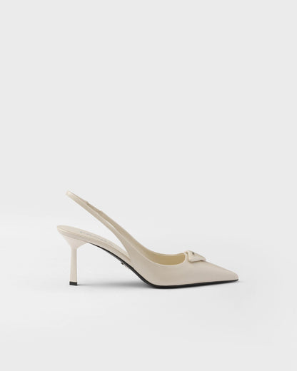 Saffiano patent leather slingback pumps
