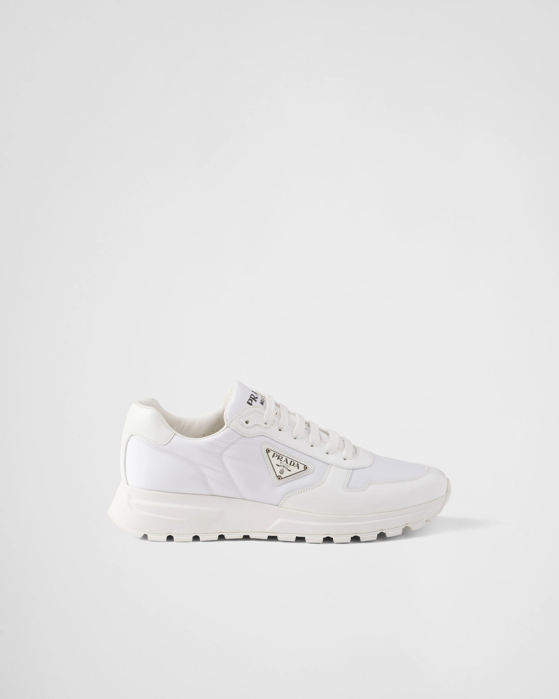 Prax 01 Re-Nylon and brushed leather sneakers