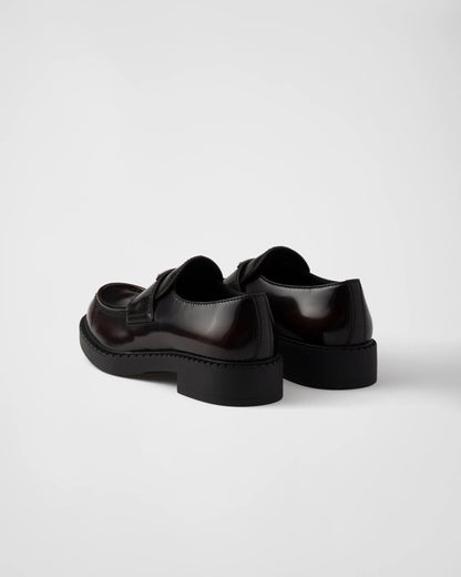 Chocolate brushed leather loafers