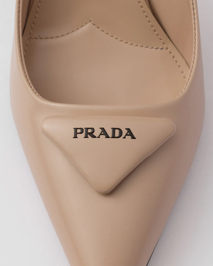 Brushed leather slingback pumps