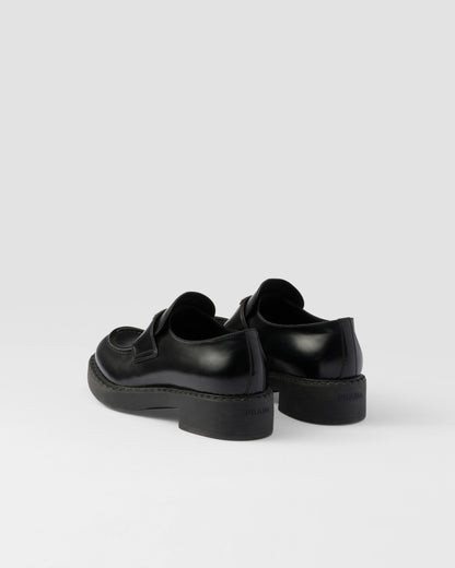 Chocolate brushed leather loafers
