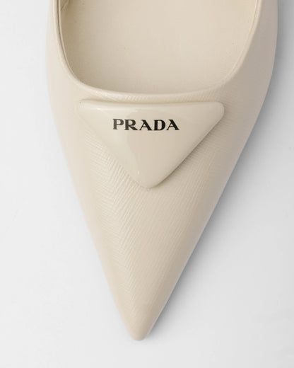 Saffiano patent leather slingback pumps