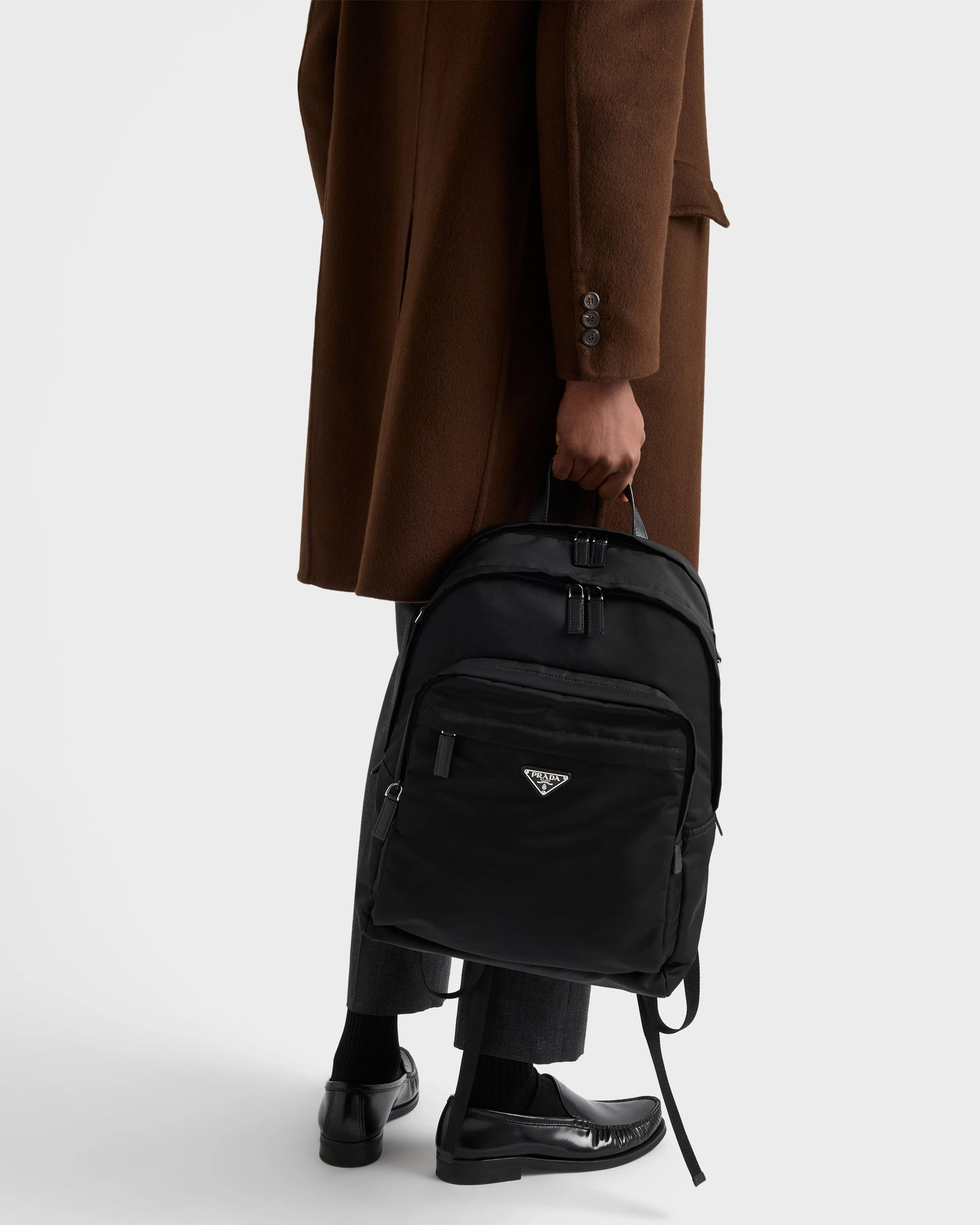 Re-Nylon and Saffiano leather backpack