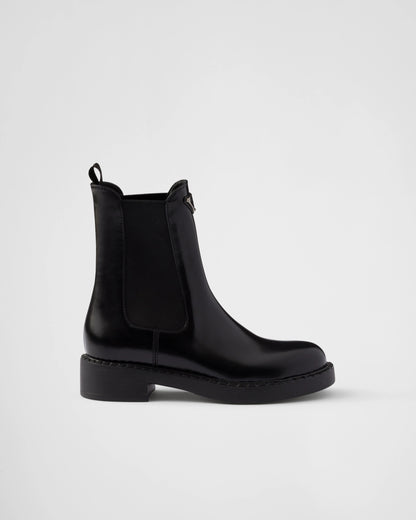 Chocolate brushed leather Chelsea boots