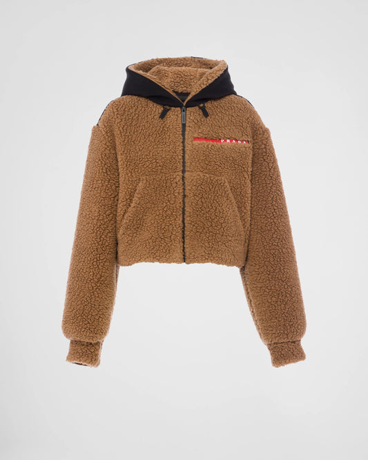 Cropped double fleece jacket