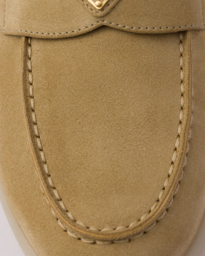 Suede and shearling loafers