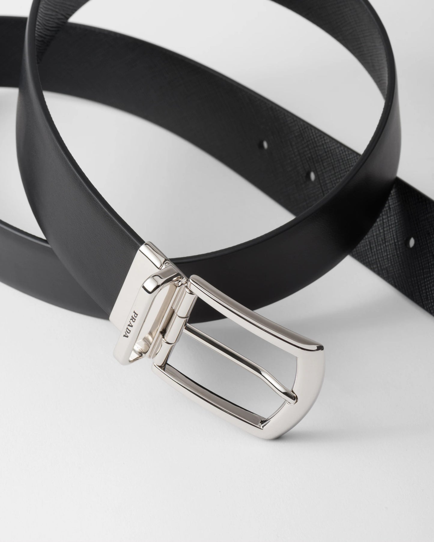 Reversible Saffiano and leather belt