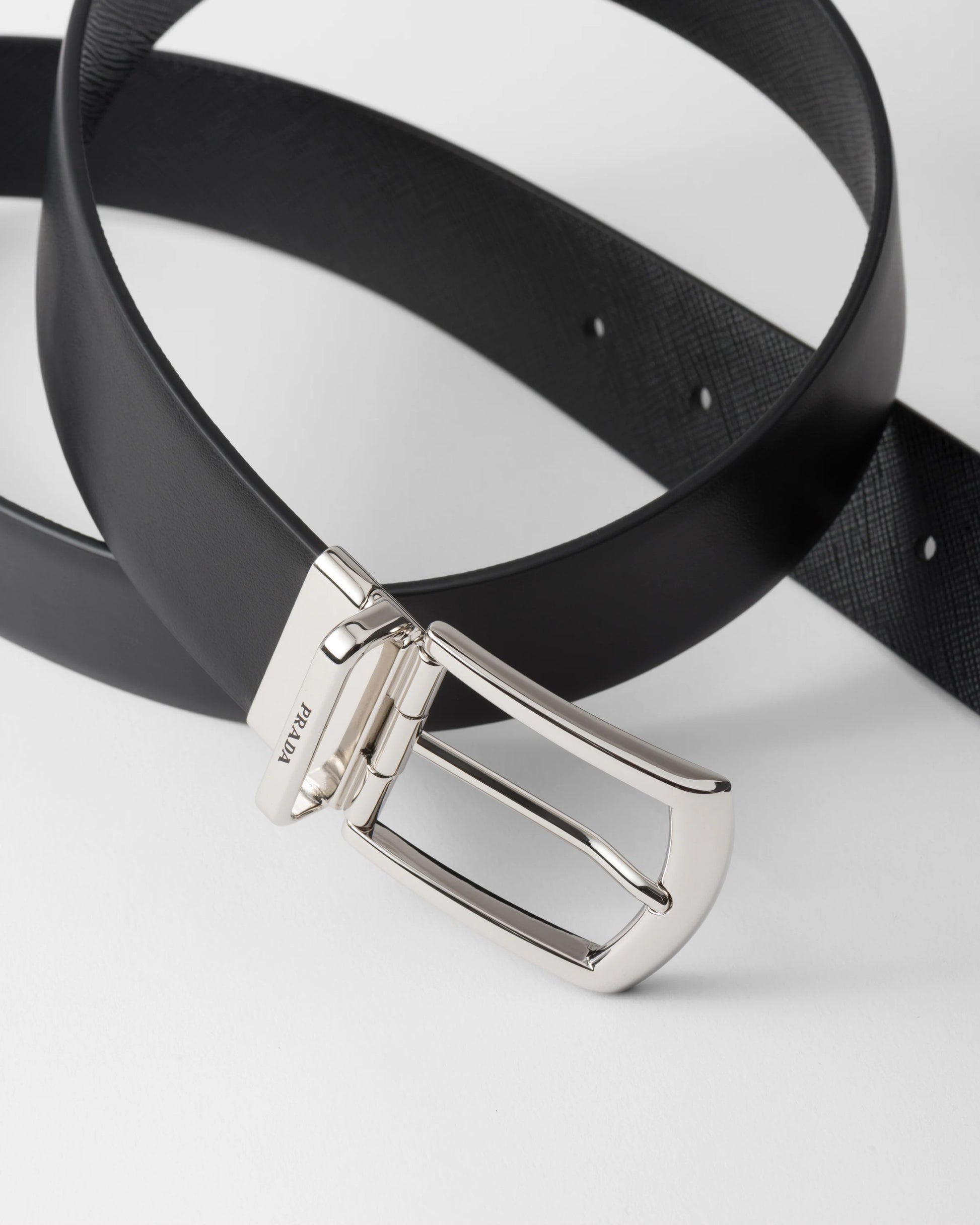 Reversible Saffiano and leather belt