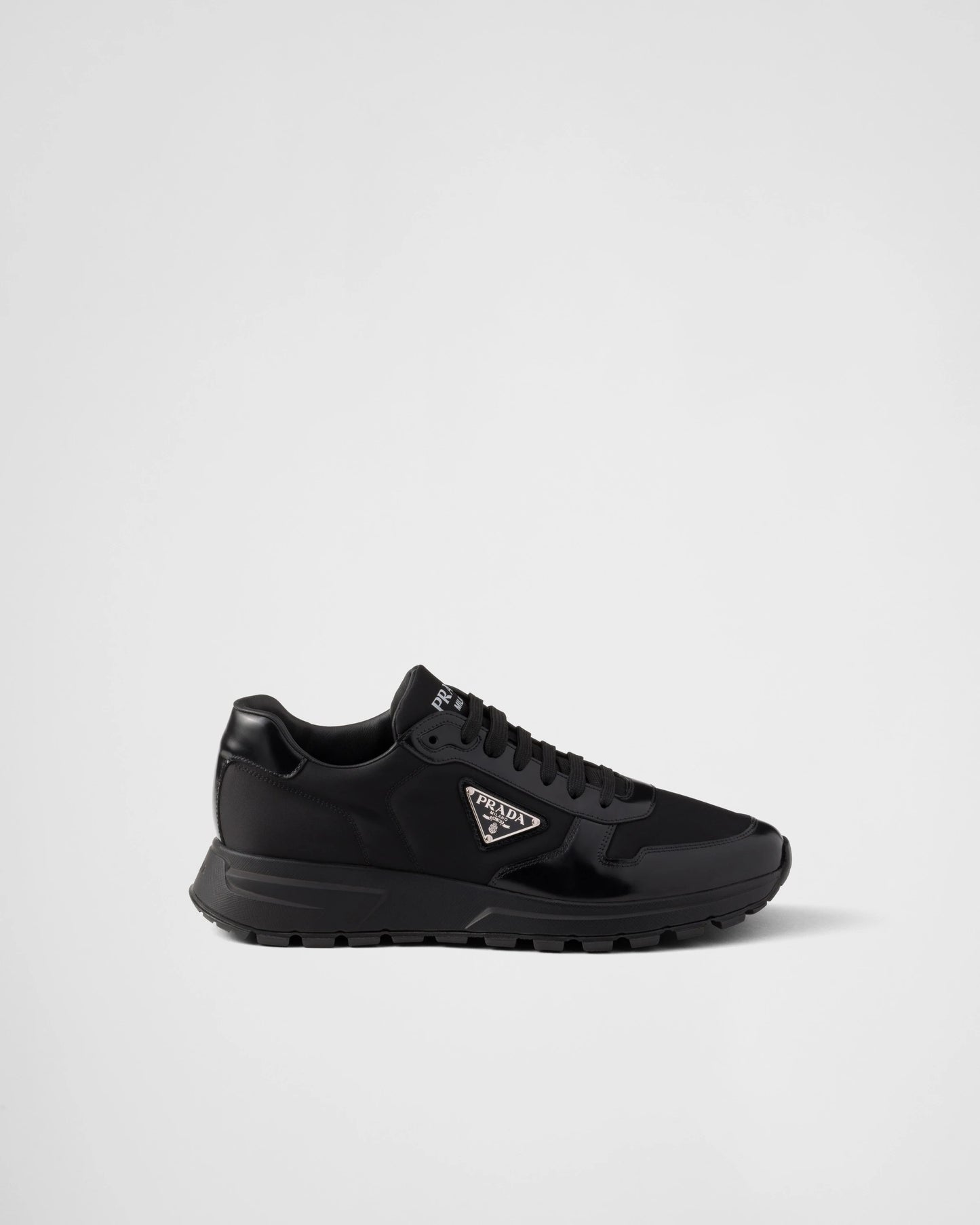 Prax 01 Re-Nylon and brushed leather sneakers