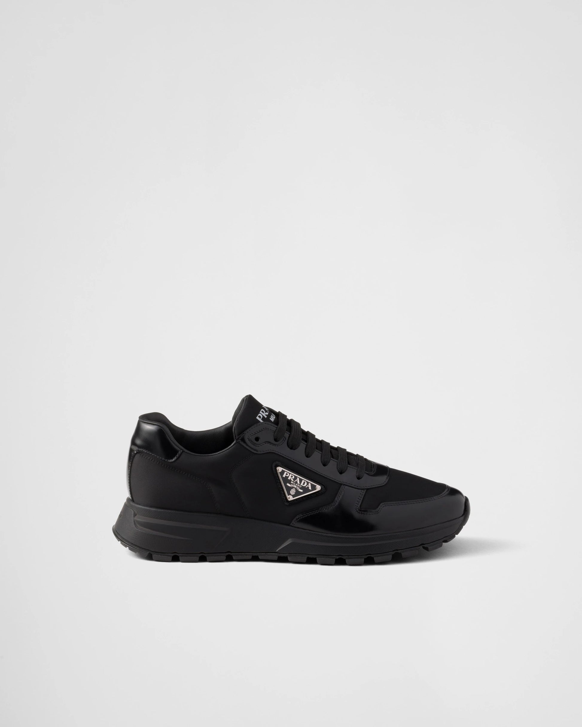 Prax 01 Re-Nylon and brushed leather sneakers