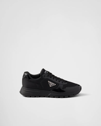 Prax 01 Re-Nylon and brushed leather sneakers